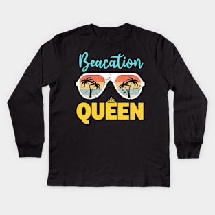 Baecation Queen 2023 Couples Bae Queen Vacay Mode Beach Trip Kids Long Sleeve T-Shirt